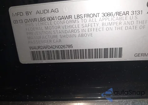 2013 Audi A8 L 4.0T from USA, damaged, VIN WAUR2AFD4DN026785